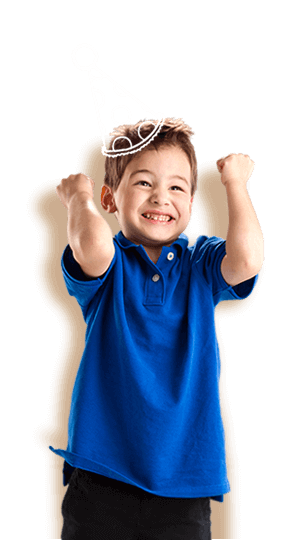 A young boy is pumped to celebrate his birthday party at the best indoor birthday party place